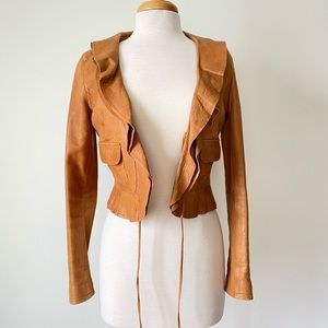 Leather tan jacket